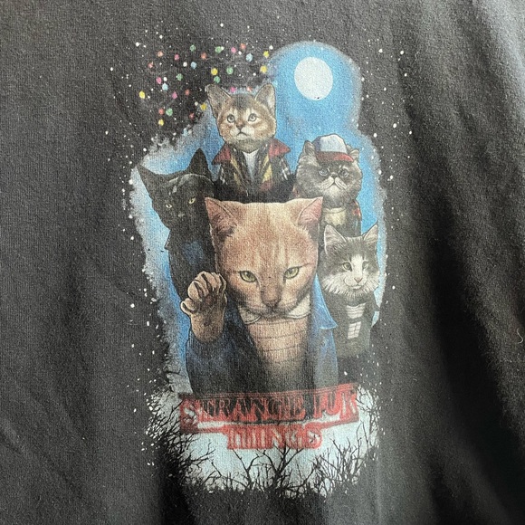 Netflix strange fur things unisex cat print graphic tee - Picture 11 of 12